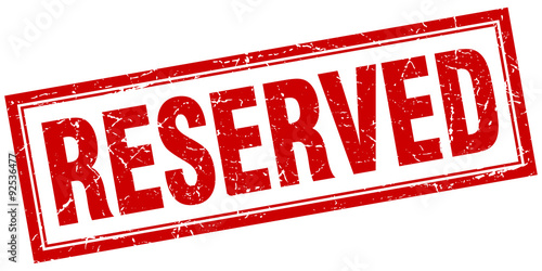 reserved red square grunge stamp on white