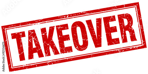 takeover red square grunge stamp on white