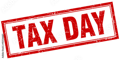 tax day red square grunge stamp on white