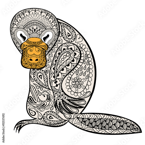 Zentangle Australian platypus totem for adult anti stress Colori