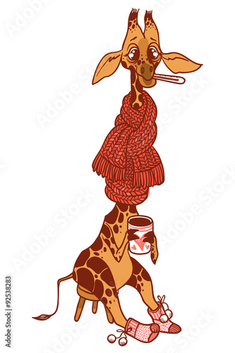Illustration of cartoon cute giraffe