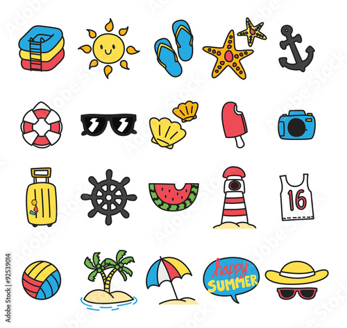 summer themed icon doodle
