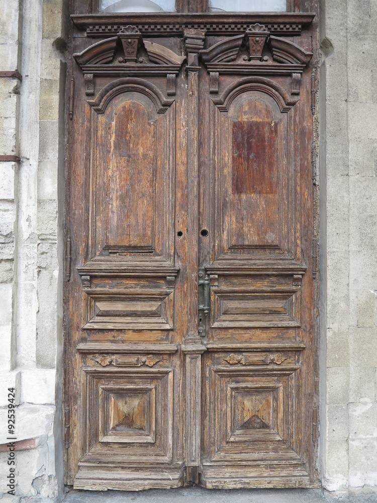 Vintage old brown wood door with patterns