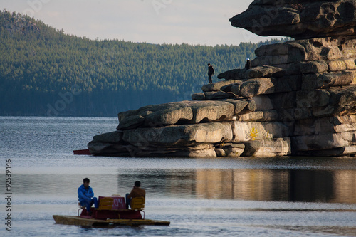 People on Borovoe lake, Kazakhstan. photo