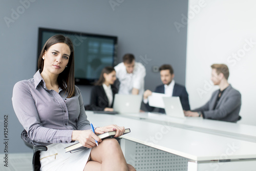 Young people working in the...
