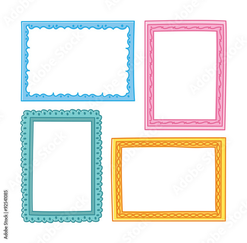 colorful vintage photo frame in doodle style
