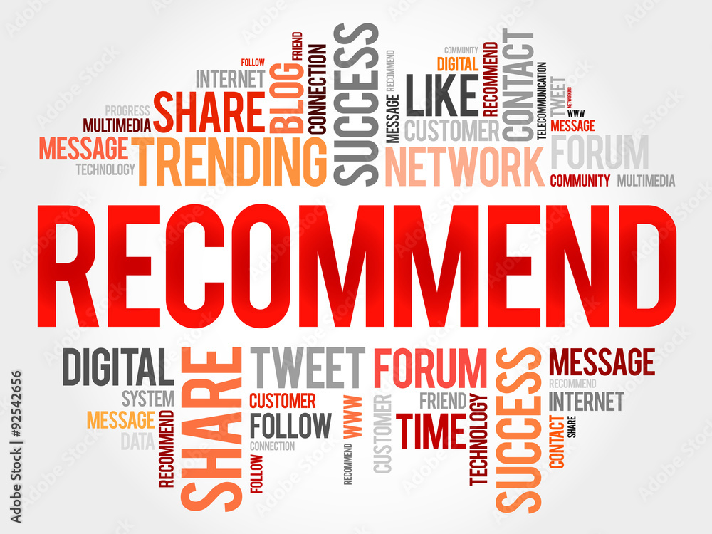 Recommend word cloud, business concept Recommend word cloud, business concept