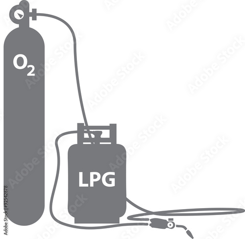 Oxy-LPG Fuel tanks and Torch Illustration (gas cutter)
