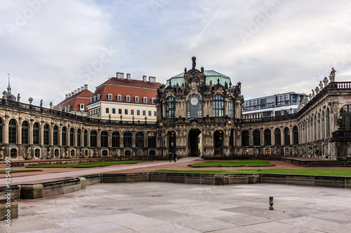Panoramic view of Zwinger Palace at evening. Dresden, Germany. © dbrnjhrj