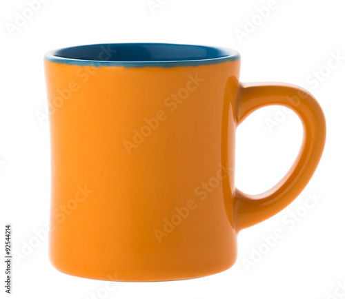 orange coffee cup on white background