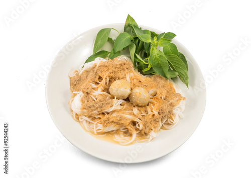 Thai vermicelli eaten with curry photo