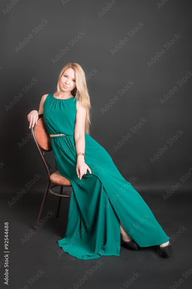 blonde in a long dress