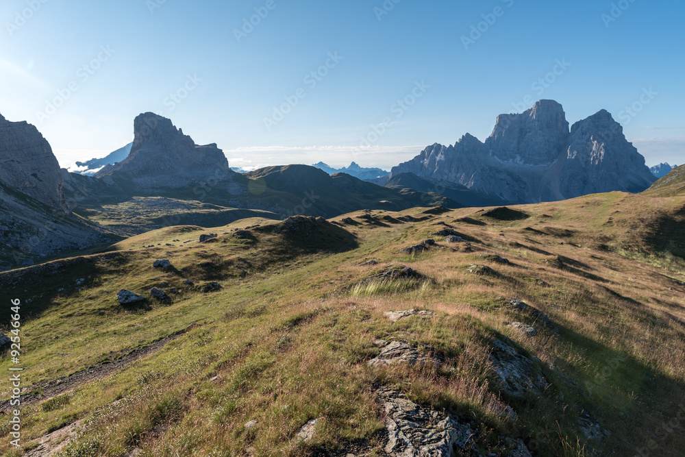 Naklejka premium Backpacking in the italian dolomites