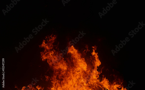 Beautiful abstract flame of fire on the black background