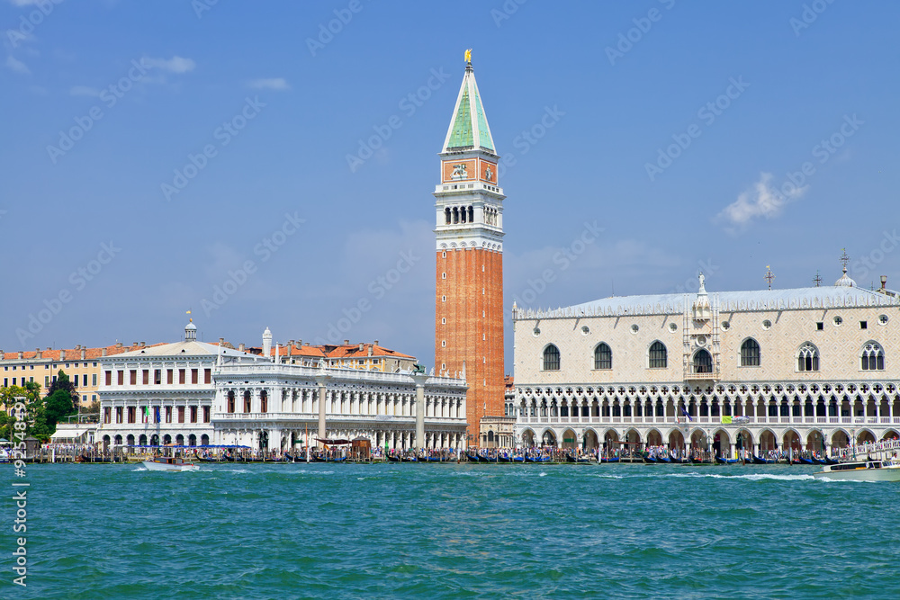 The St. Mark's Square with Campanile and Doge's Palace. Venice, Italy