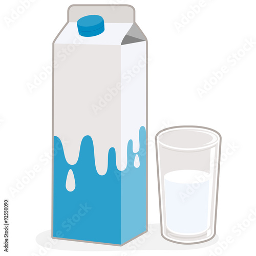 Milk carton and glass of milk. Vector illustration