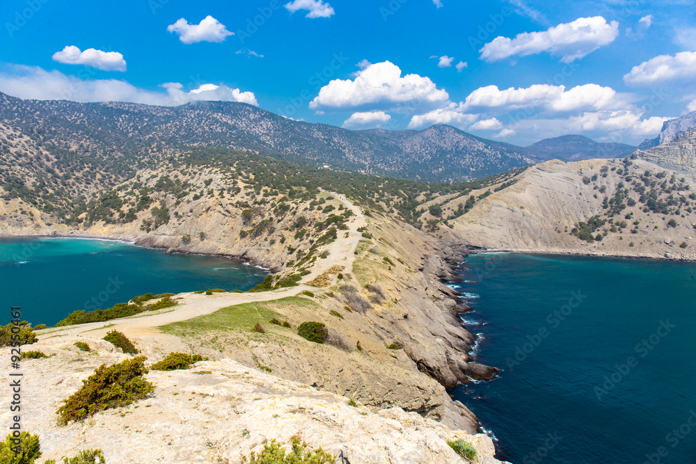Crimea mountains and Black sea landscape