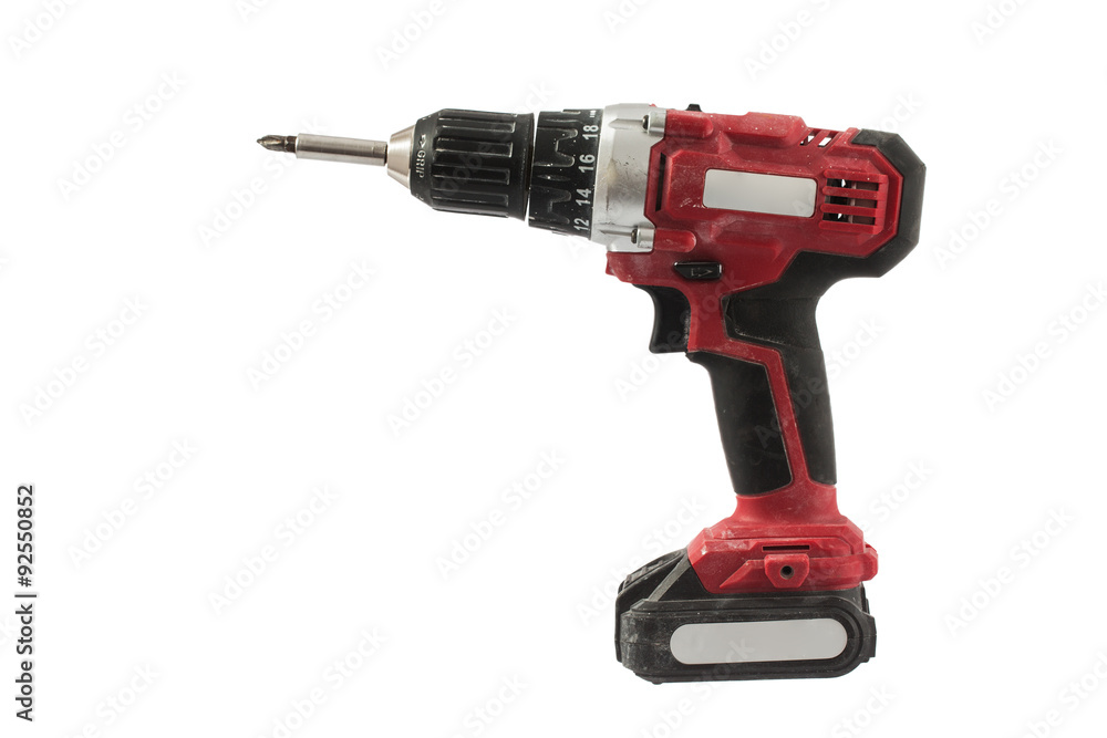 Cordless screwdriver or power drill isolated on a white backgrou Cordless screwdriver or power drill isolated on a white backgrou