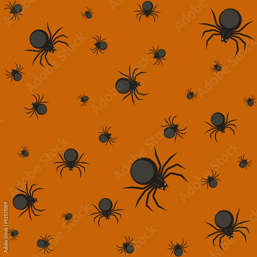 Halloween pattern with spiders. © ilyabolotov