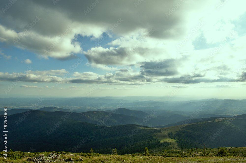 Panorama view with clouds