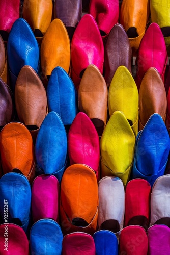 traditional moroccon shoes on  a market photo