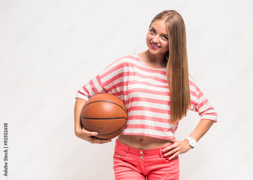 Young girl with basketball