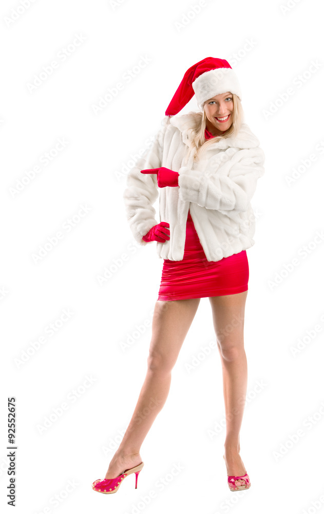 Dressed as Santa Claus Pointing Advertising Space Dressed as Santa Claus Pointing Advertising Space