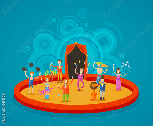 Circus. Performers at the arena