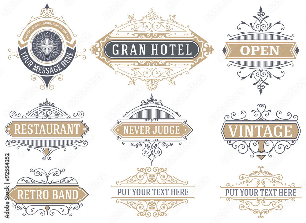 9 Labels and banners. Vector - obrazy, fototapety, plakaty 
