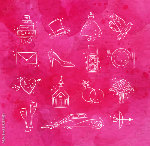 Wedding icons pink