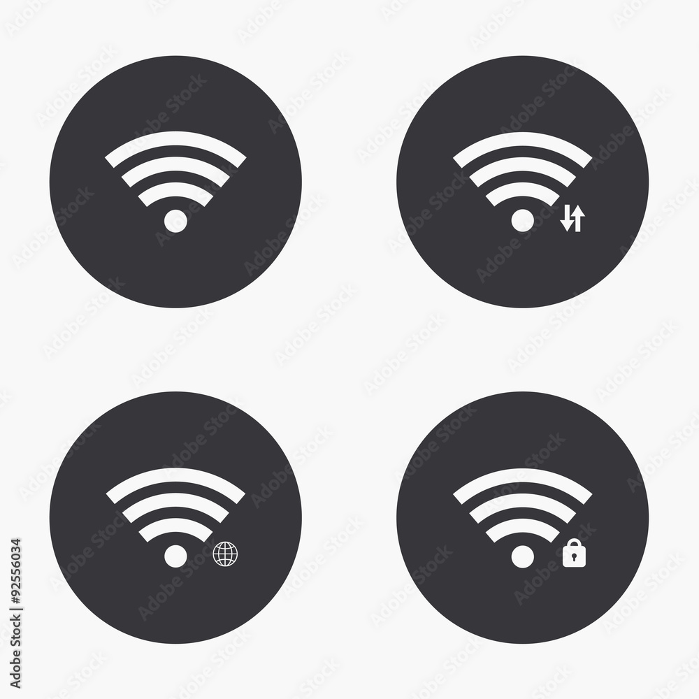 Vector modern wi fi icons set Vector modern wi fi icons set