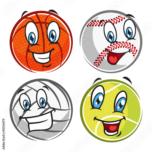 set of cartoon ball