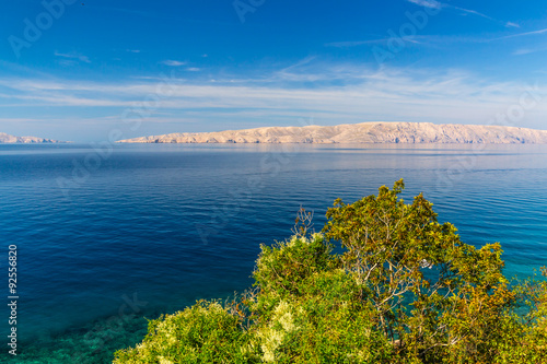 Fototapeta Naklejka Na Ścianę i Meble -  Beautiful coast and Adriatic Sea with Transparent Blue Water near Senj, Croatia