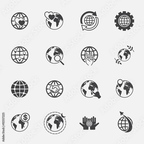 global and world sign icons set.jinkzcircleline