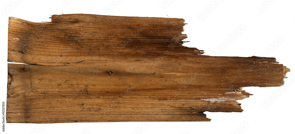 Naklejka premium Old Wood plank, isolated on white background 