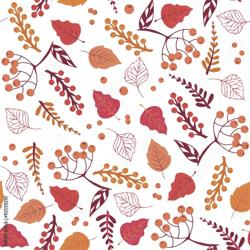 Red and Orange Leafs Seamless Pattern