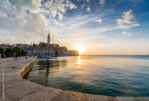 Beautiful romantic old town of Rovinj with magical sunset,Istrian Peninsula,Croatia,Europe © daliu