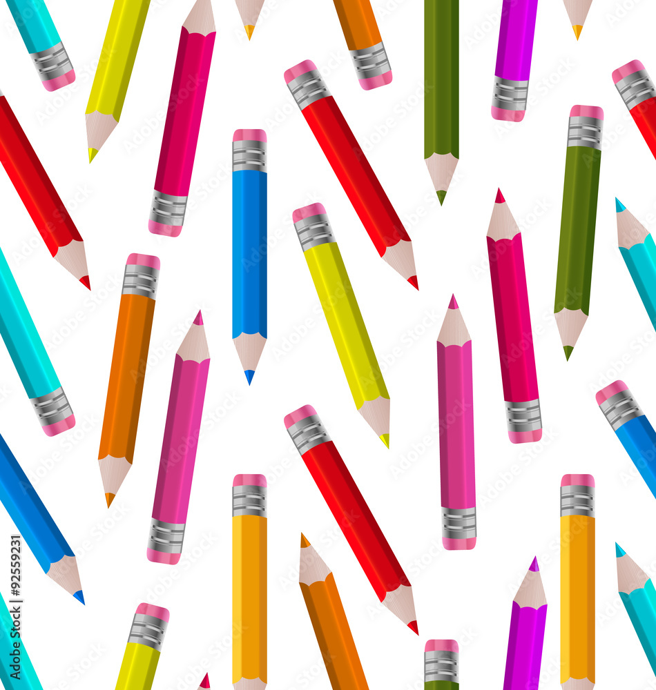 Seamless Wallpaper with Colorful Pencils