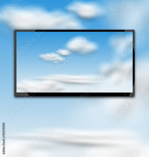 Cloudscape with Black Tablet PC Computer