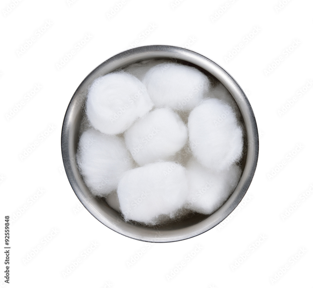 Cotton wool container on white background. Cotton wool container on white background.