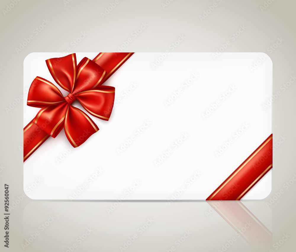 Gift card with red ribbon bow Gift card with red ribbon bow
