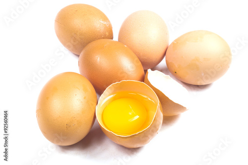 Broken egg isolated on white background 