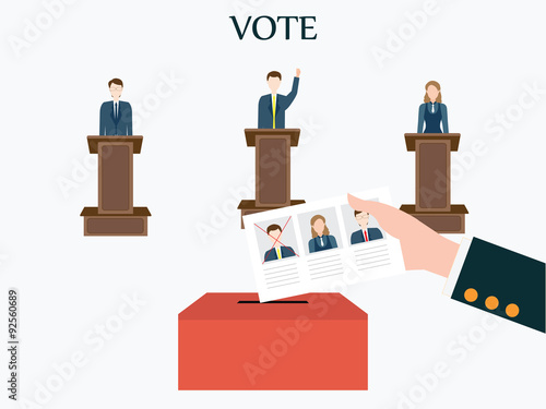 Candidates standing at podium