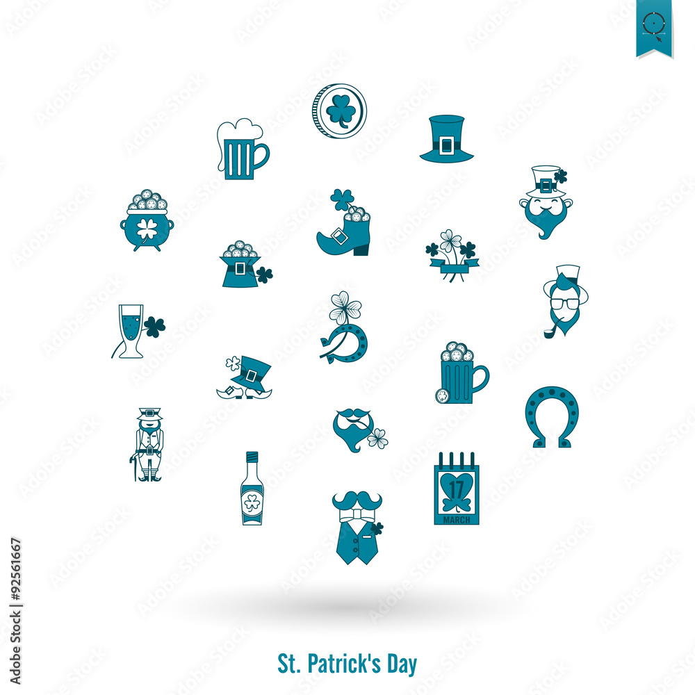 Saint Patricks Day Isolated Icon Set Saint Patricks Day Isolated Icon Set