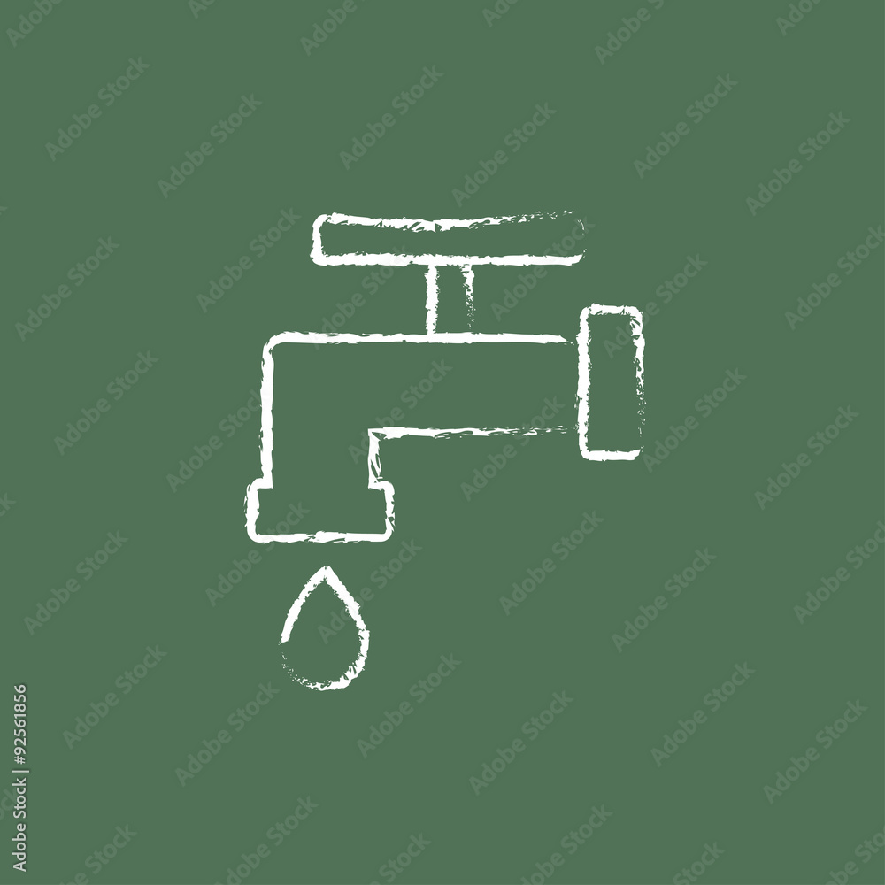 Faucet with water drop icon drawn in chalk. Faucet with water drop icon drawn in chalk.