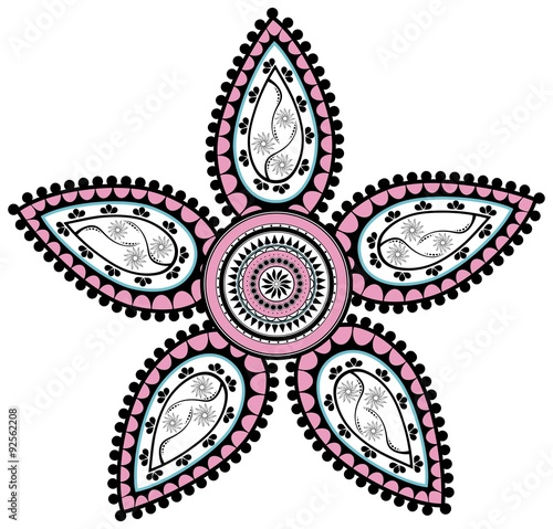 Hand drawn doodle element. Abstract floral ornament isolated