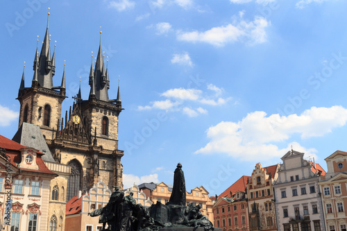 Church of Our Lady before Tyn, Old Town Square and Jan Hus Memorial in Prague