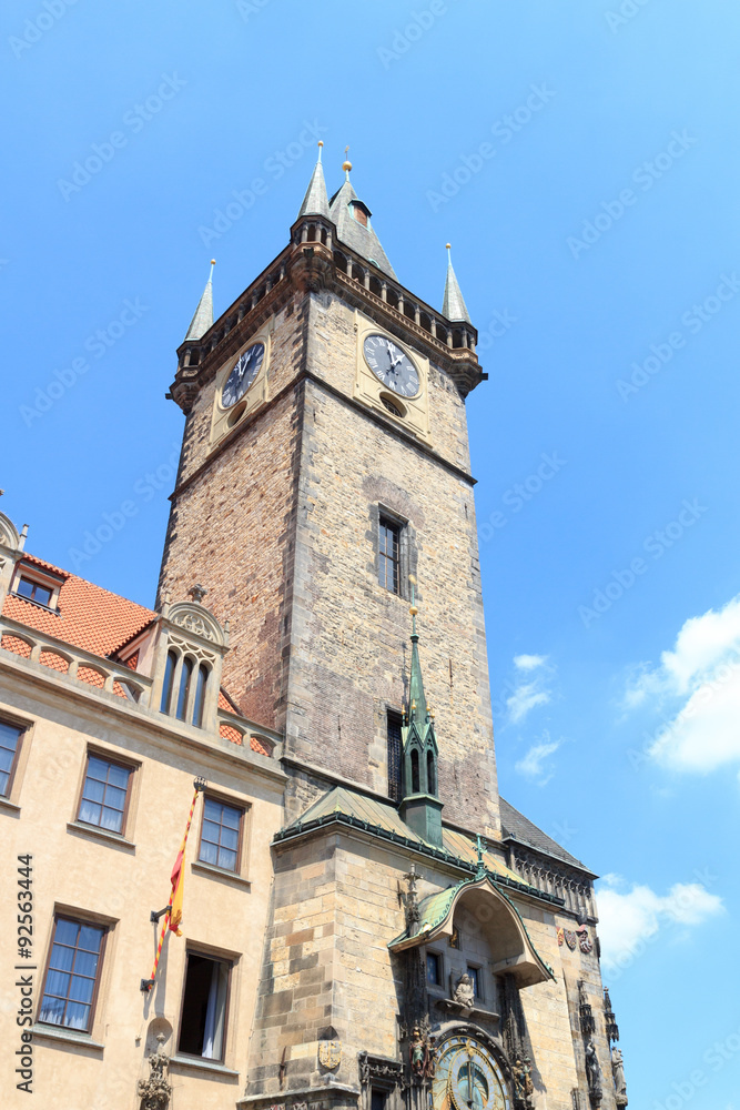 Old Town City Hall clock tower and astronomical clock in Prague