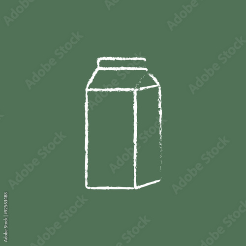 Packaged dairy product icon drawn in chalk.