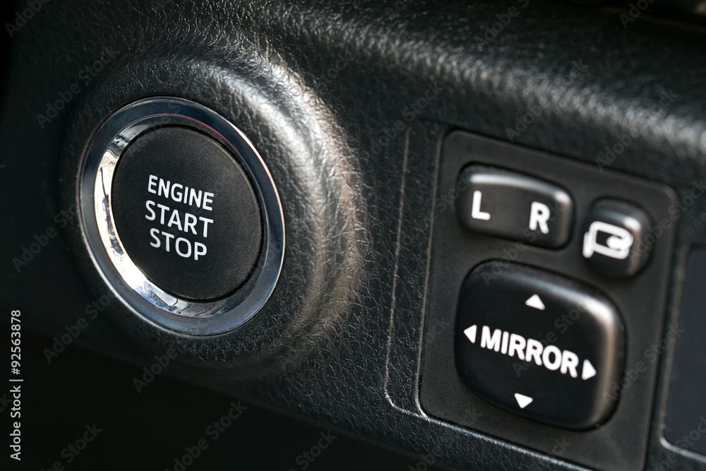 Symbol button start engine new system car technology.